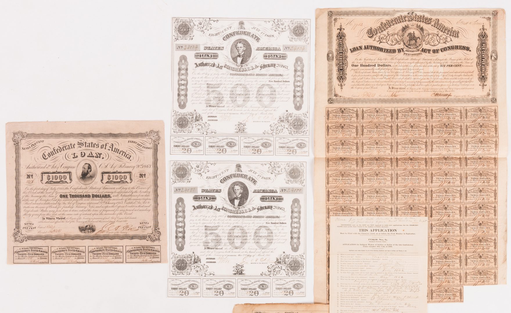 Lot 120: 8 Civil War and Post War Items, inc. Bonds