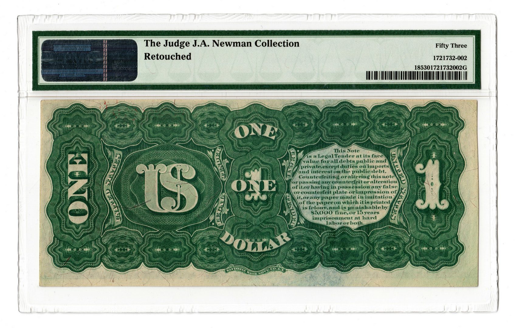 Lot 12: 1869 U.S. $1 "Rainbow" Legal Tender Note, Star