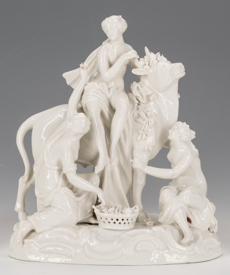 Lot 135: 3 Blanc de Chine Porcelain Figures, inc. Meissen