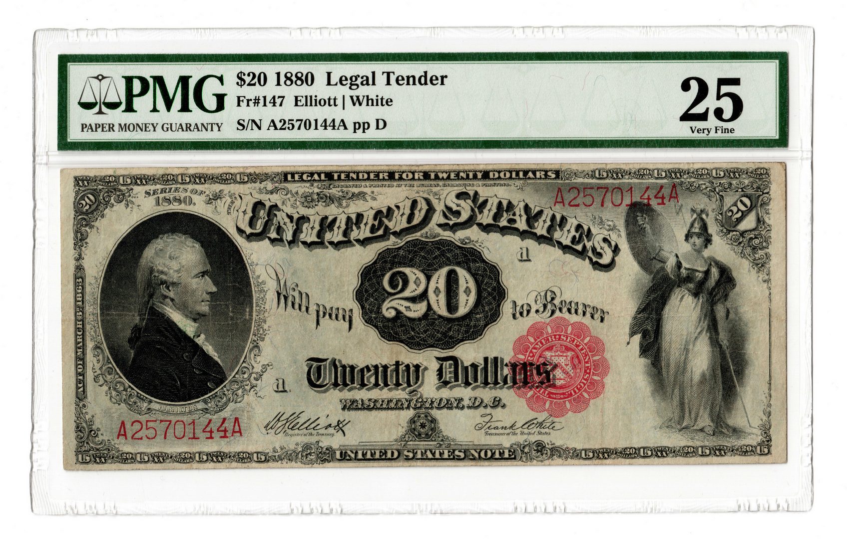 Lot 13: 1880 U.S. $20 Legal Tender Note