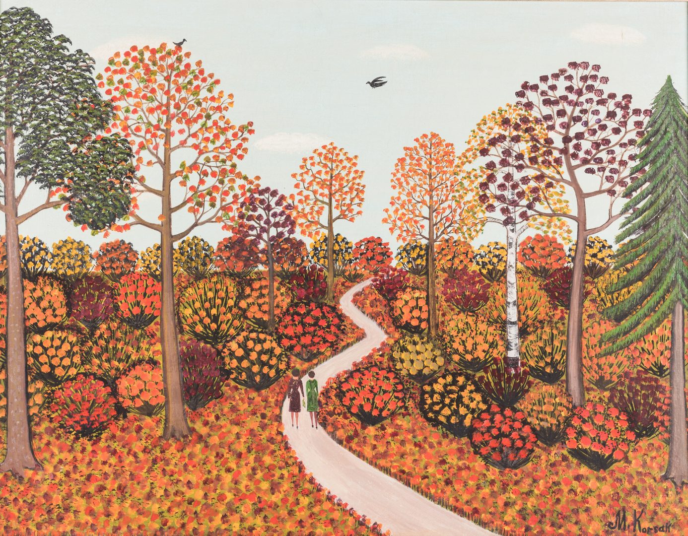 Lot 152: M. Korsak Painting – Autumn Landscape