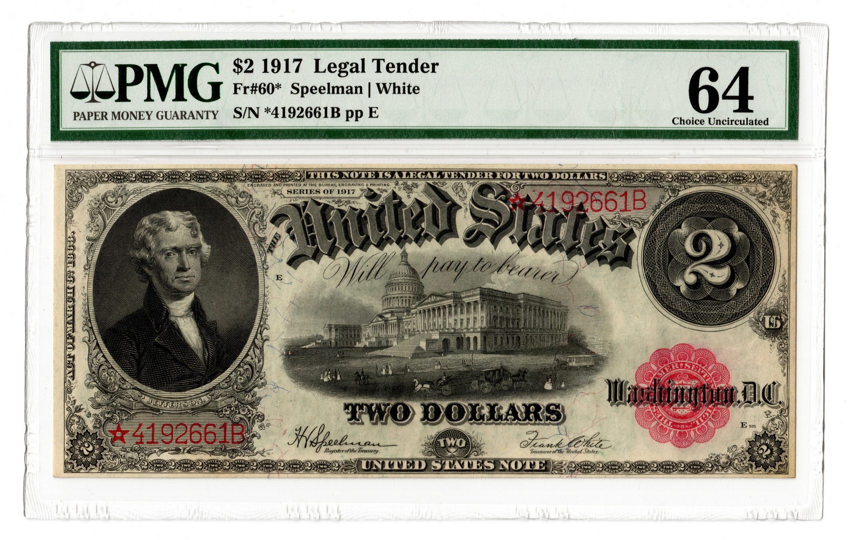 Lot 15: 1917 U.S. $2 Legal Tender Note