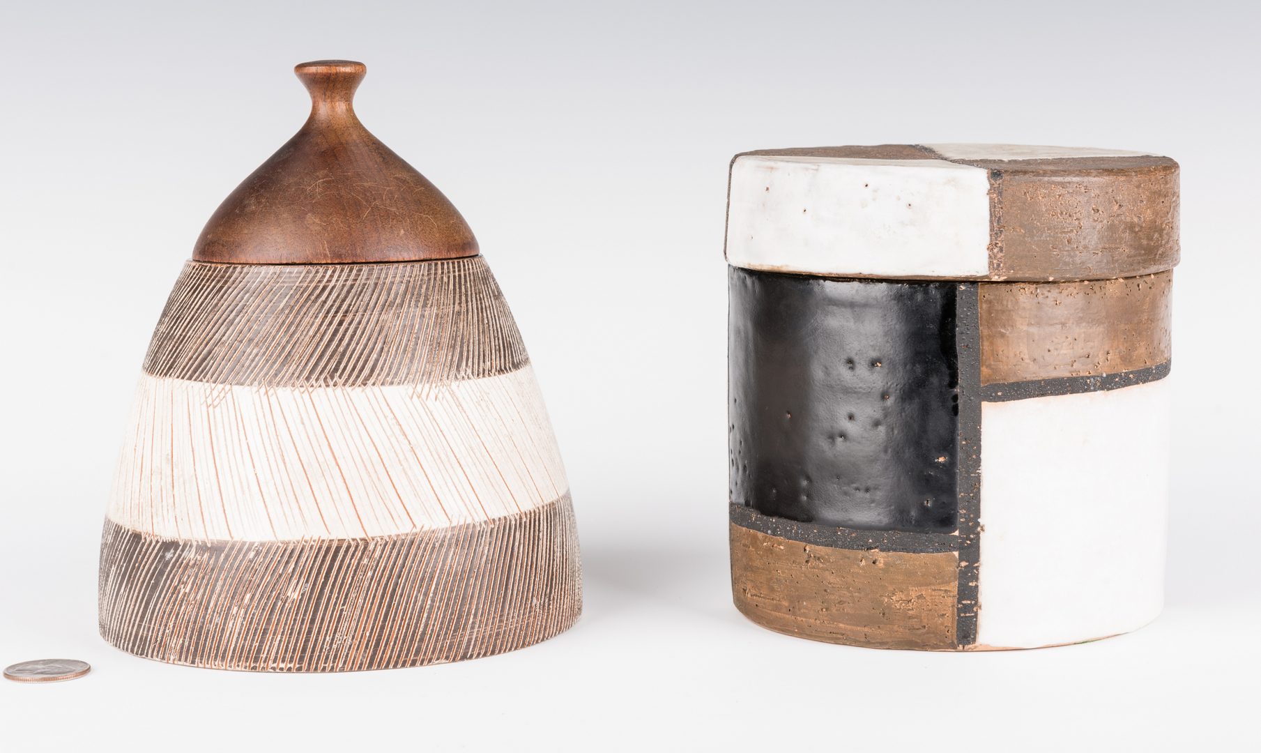 Lot 196: 2 Midcentury Ceramic Lidded Jars, Raymor