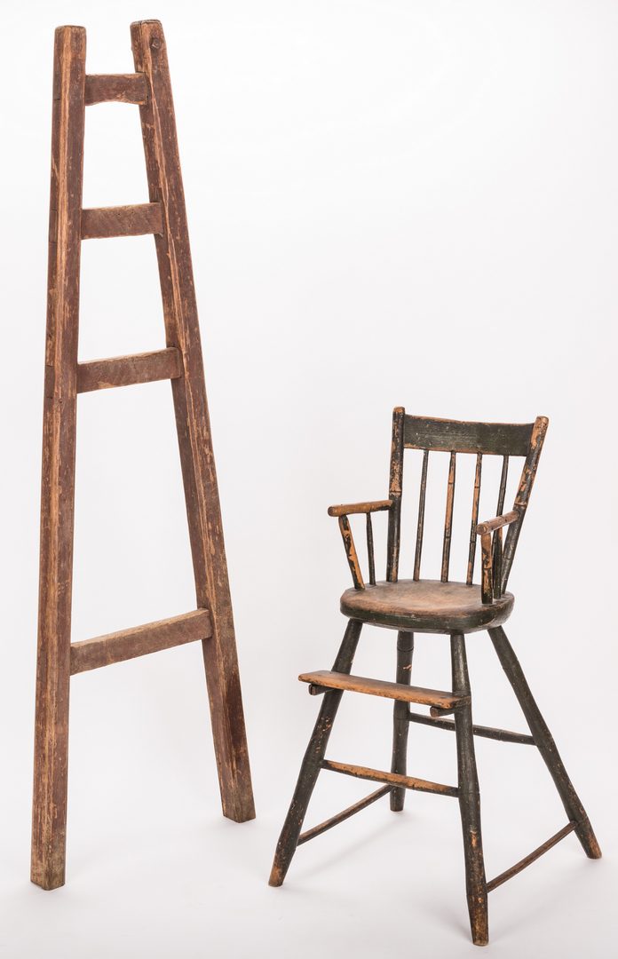 Lot 203: Southern Painted Chair & Ladder