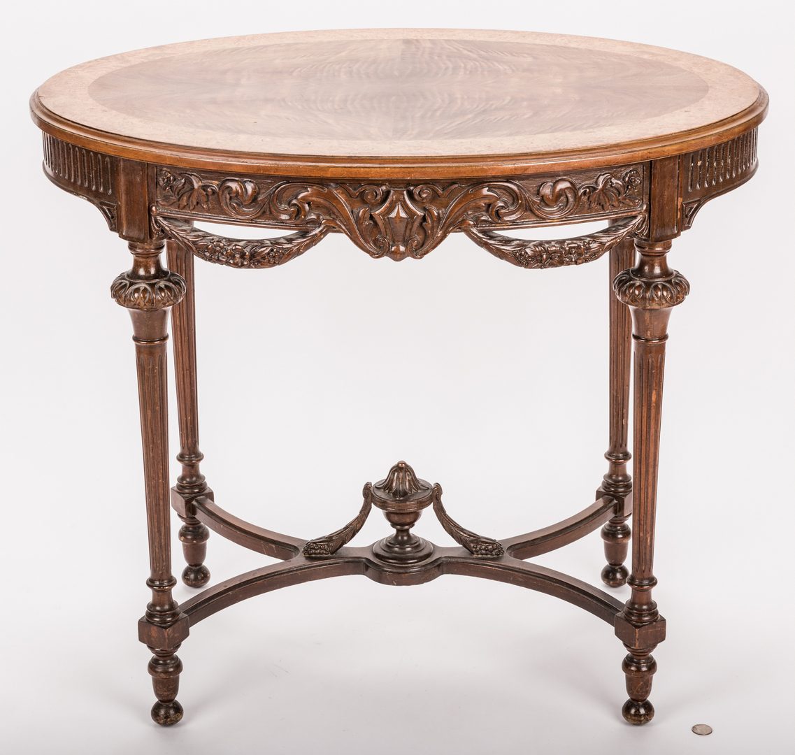 Lot 206: Louis XVI style Inlaid Oval Table