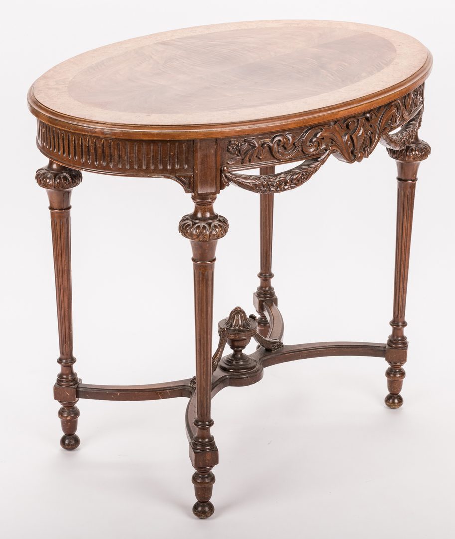 Lot 206: Louis XVI style Inlaid Oval Table