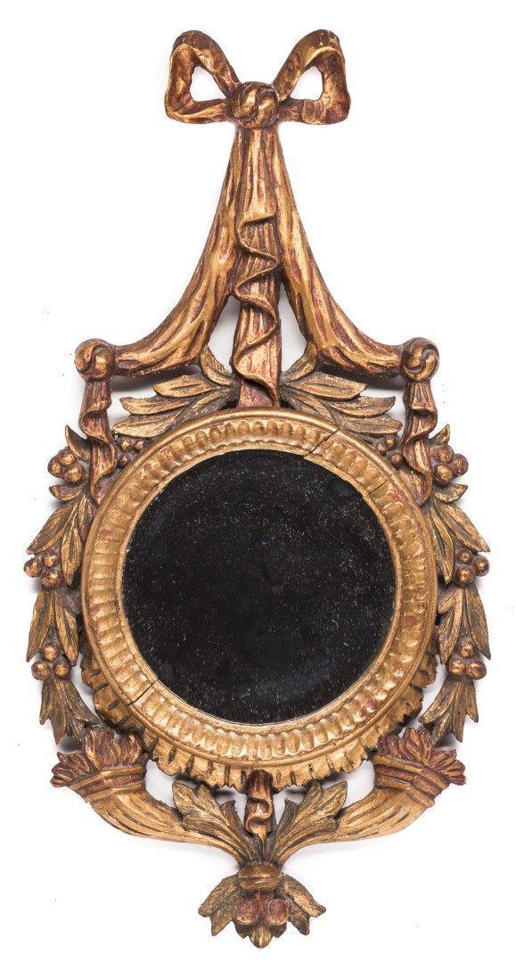 Lot 208: 2 Carved Gilt Wall Hangings, inc. Mirror