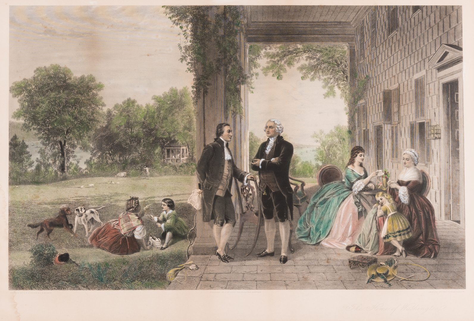 Lot 214: George Washington & Lafayette Colored Lithograph