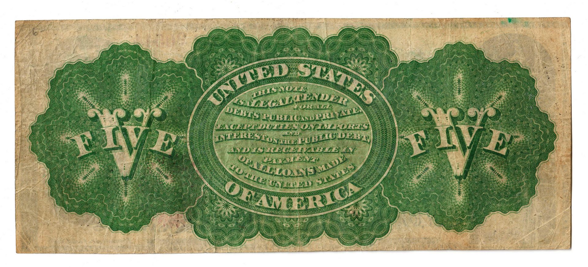 Lot 26: 1863 U.S. $5 Red Seal Legal Tender Note