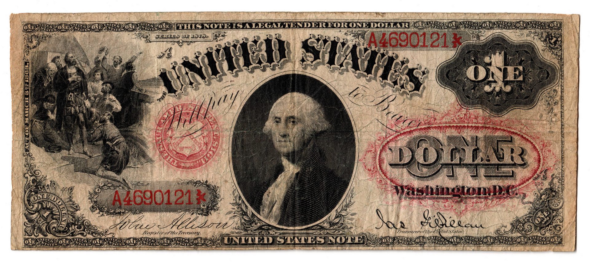 Lot 30: 1878 U.S. $1 "Sawhorse" Legal Tender Note