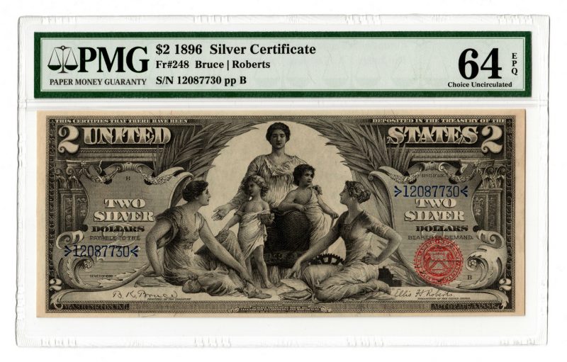 Lot 40: 1896 U.S. $2 "Educational" Silver Certificate