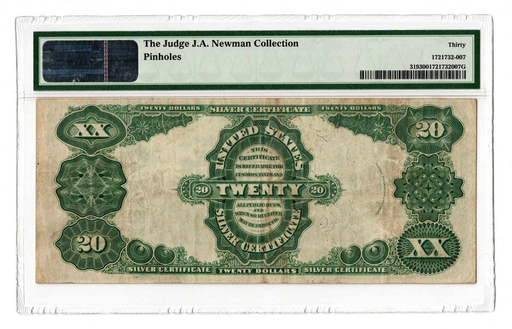 Lot 41: 1891 U.S. $20 "Manning" Red Seal Silver Certificat