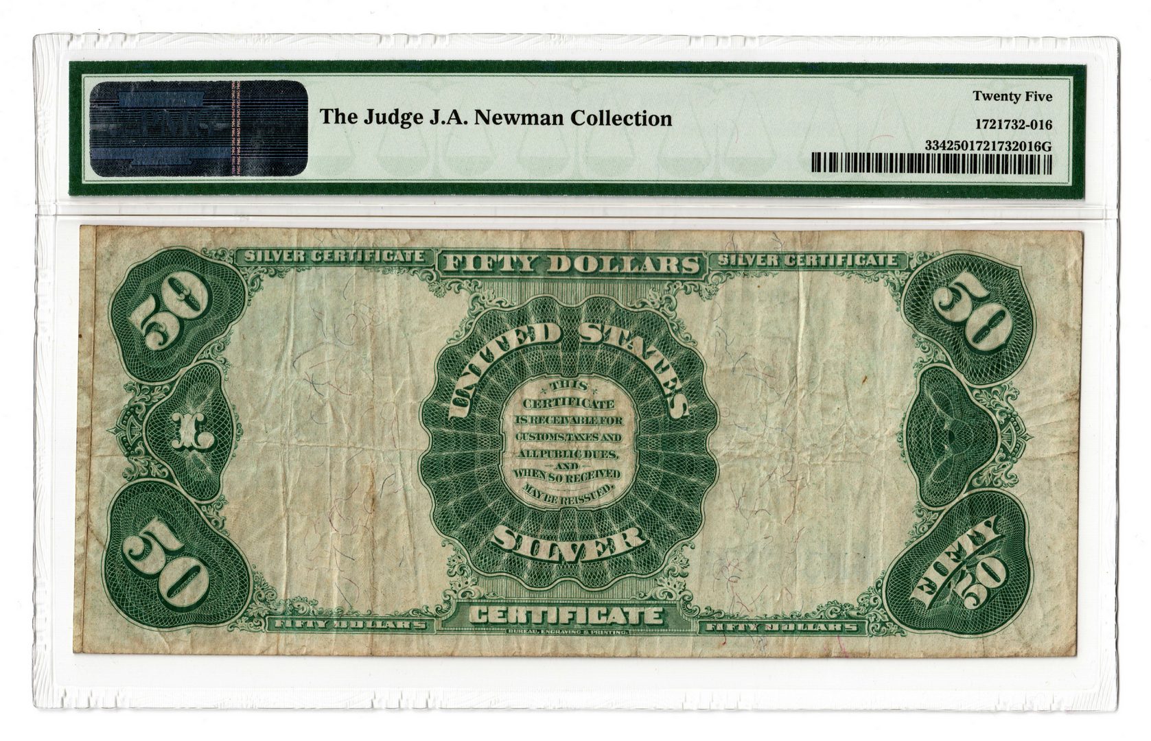 Lot 42: 1891 U.S. $50 Silver Certificate