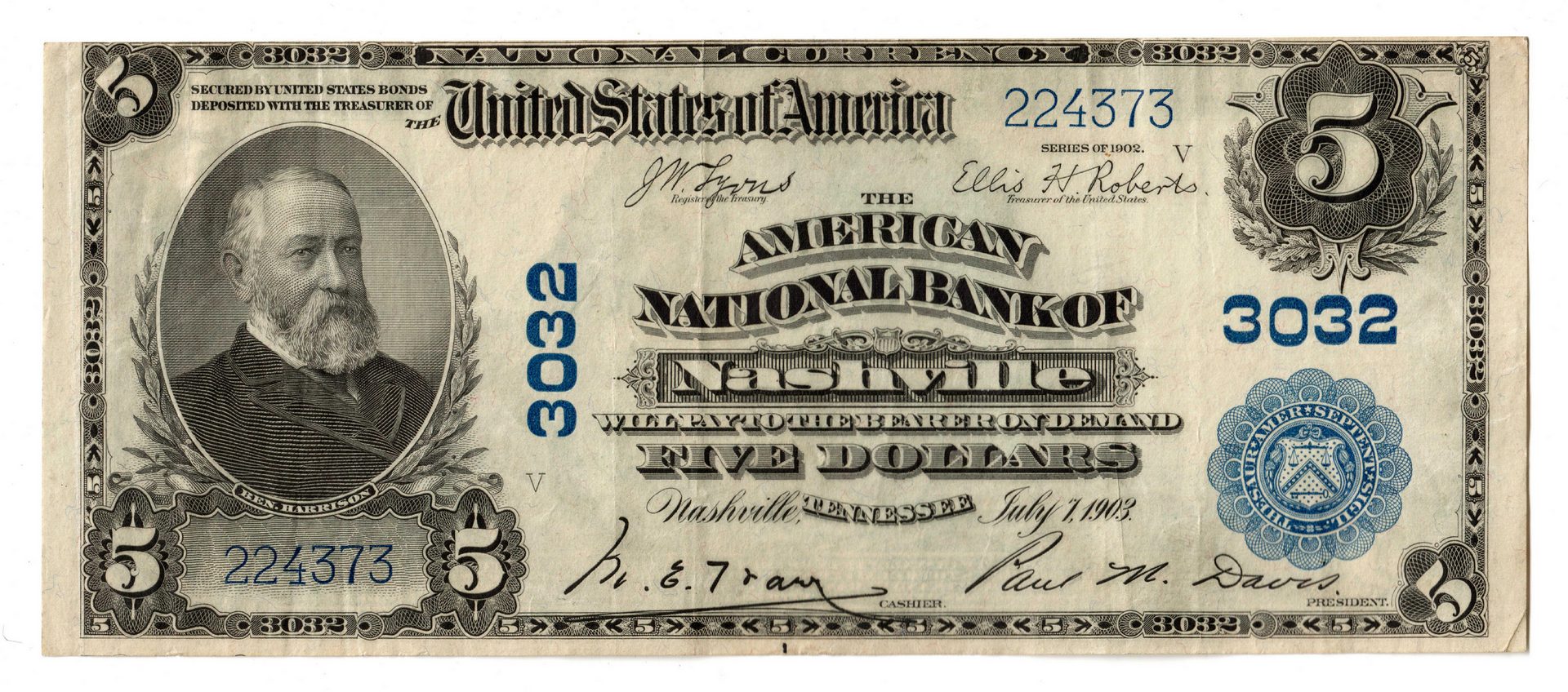 Lot 73: 1902 $5 & 1929 $20 National Currency Pairing