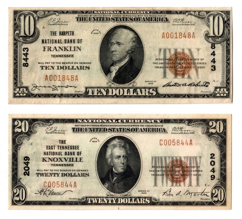 Lot 83: Pair of 1929 TN National Currency Notes, inc. Fran
