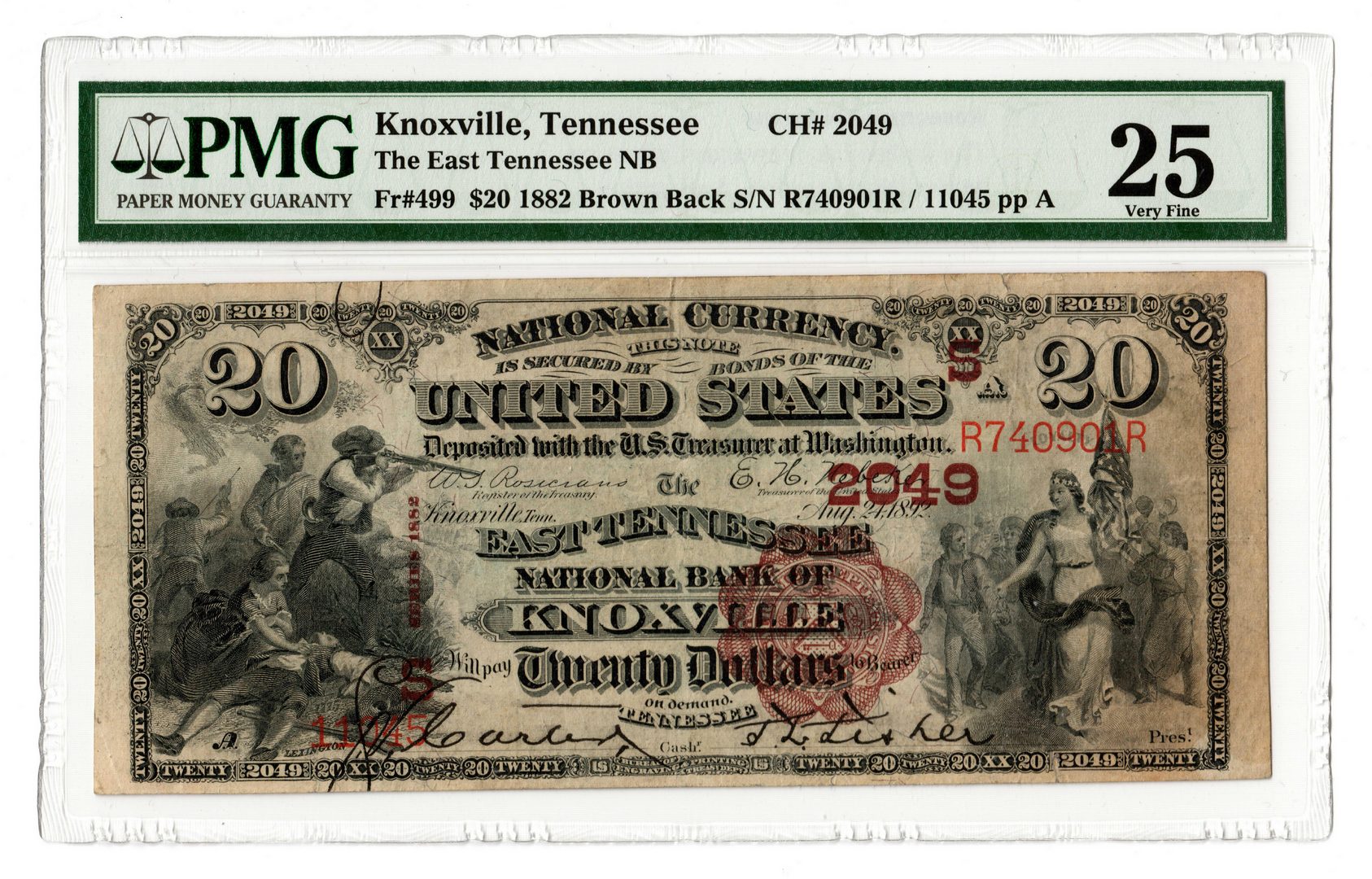 Lot 93: 1882 $20 "Brown Back" East TN National Bank Note