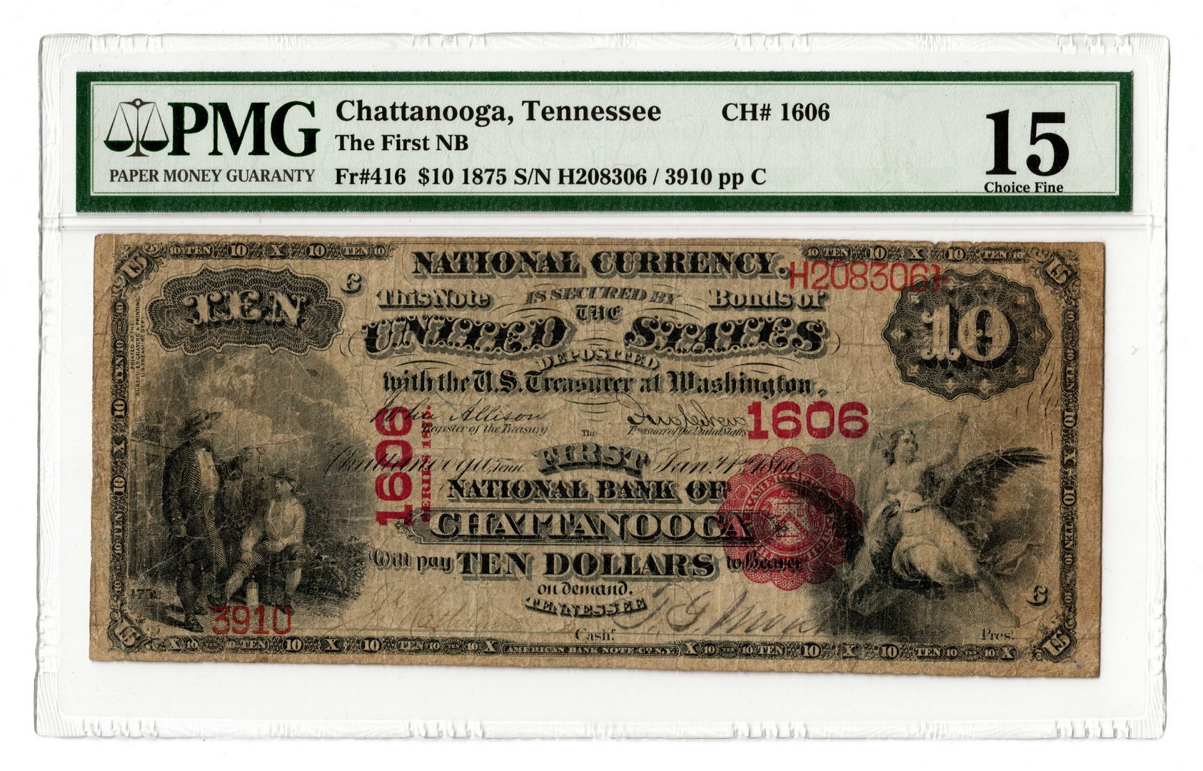 Lot 94: 1875 $10 National Bank of Chattanooga, TN National