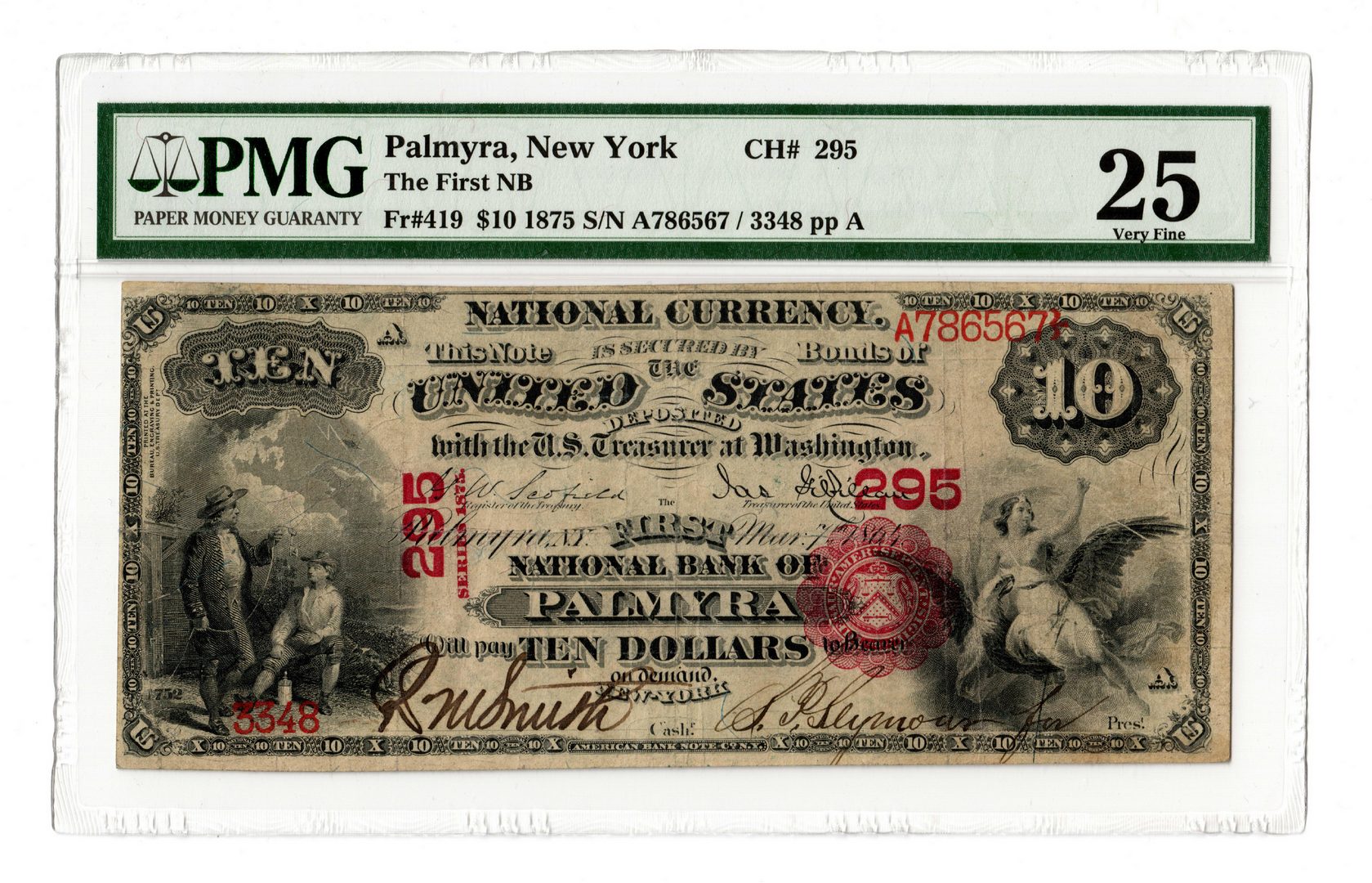 Lot 96: 1857 $10 First National Bank of Palmyra, NY Nation