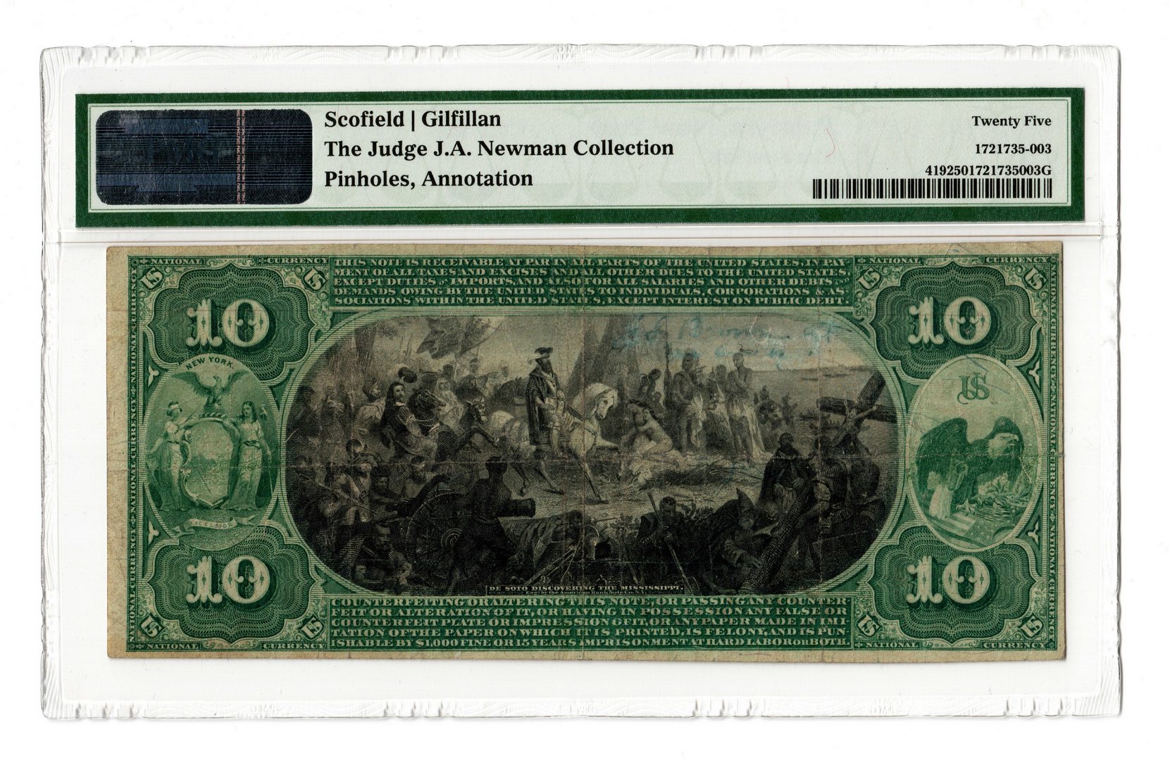 Lot 96: 1857 $10 First National Bank of Palmyra, NY Nation