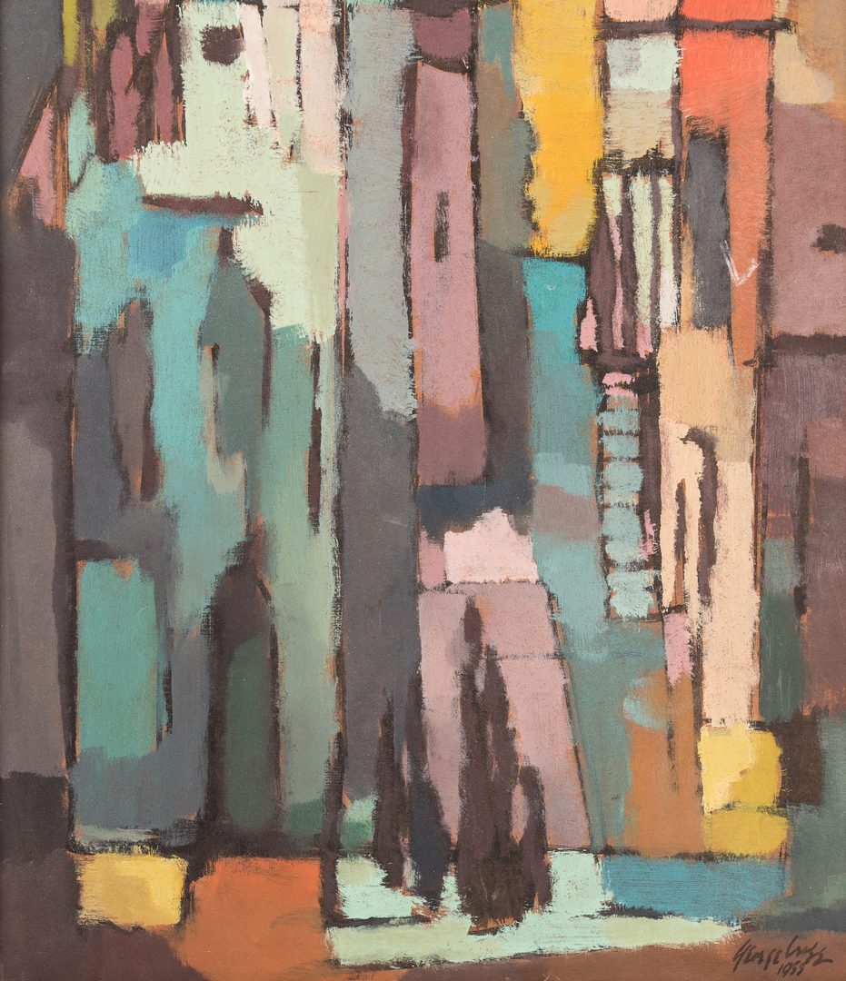 Lot 117: George Cress, O/B, Abstract Cityscape