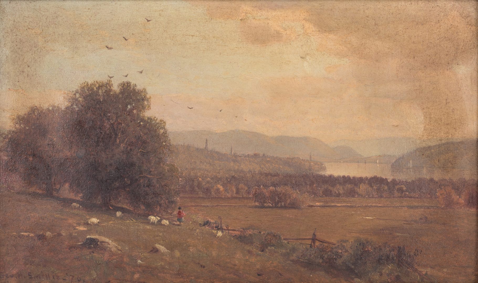 Lot 130: George H. Smillie, O/C, Hudson River Style Landscape