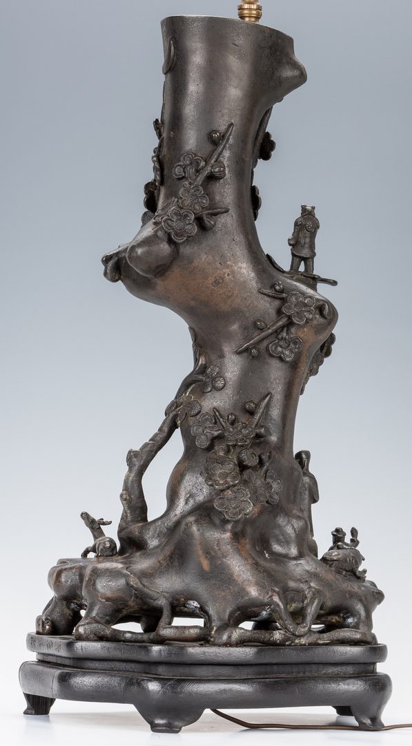 Lot 13: Asian Bronze Tree of Life Figural Lamp
