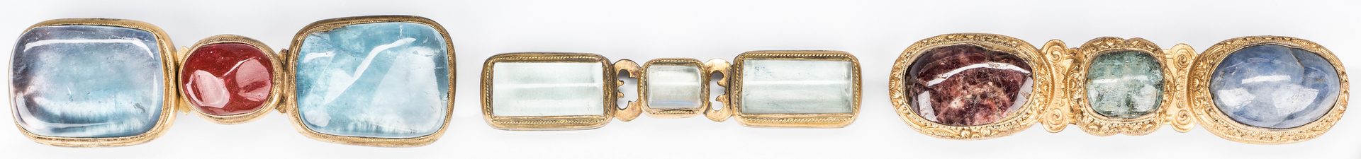 Lot 14: 3 Chinese Crystal, Stone & Bronze Belt Buckles