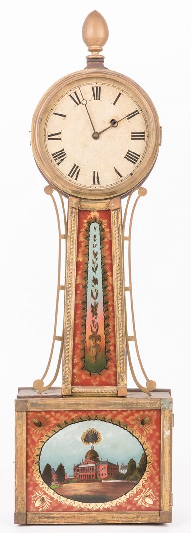 Lot 159: Banjo Clock w/ Mass. State House Reverse Painting