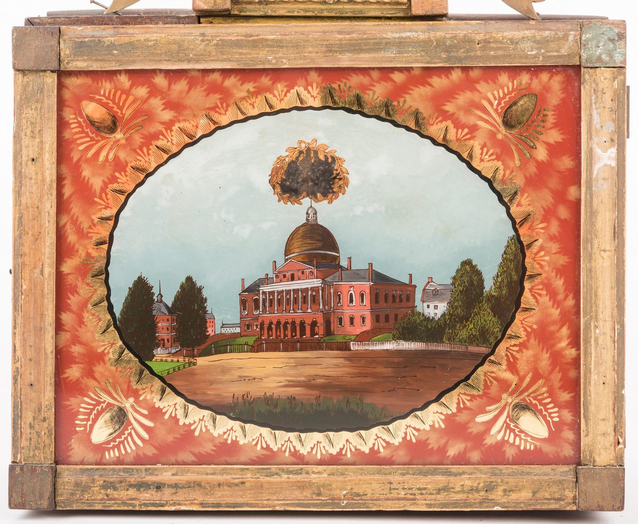 Lot 159: Banjo Clock w/ Mass. State House Reverse Painting