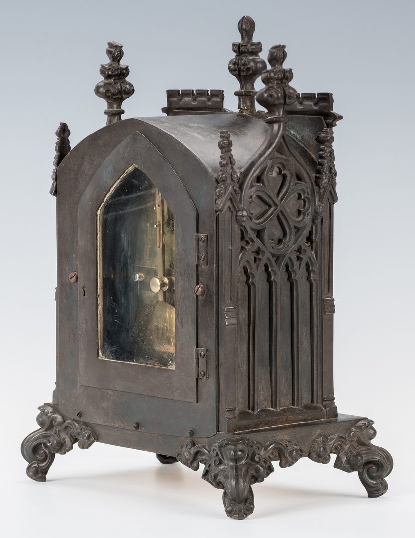 Lot 160: English Bronze Architectural Gothic Mantel Clock