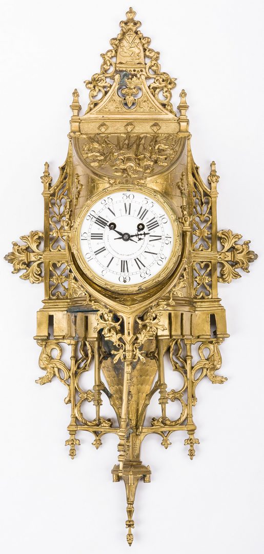 Lot 161: French Gothic Revival Gilded Clock