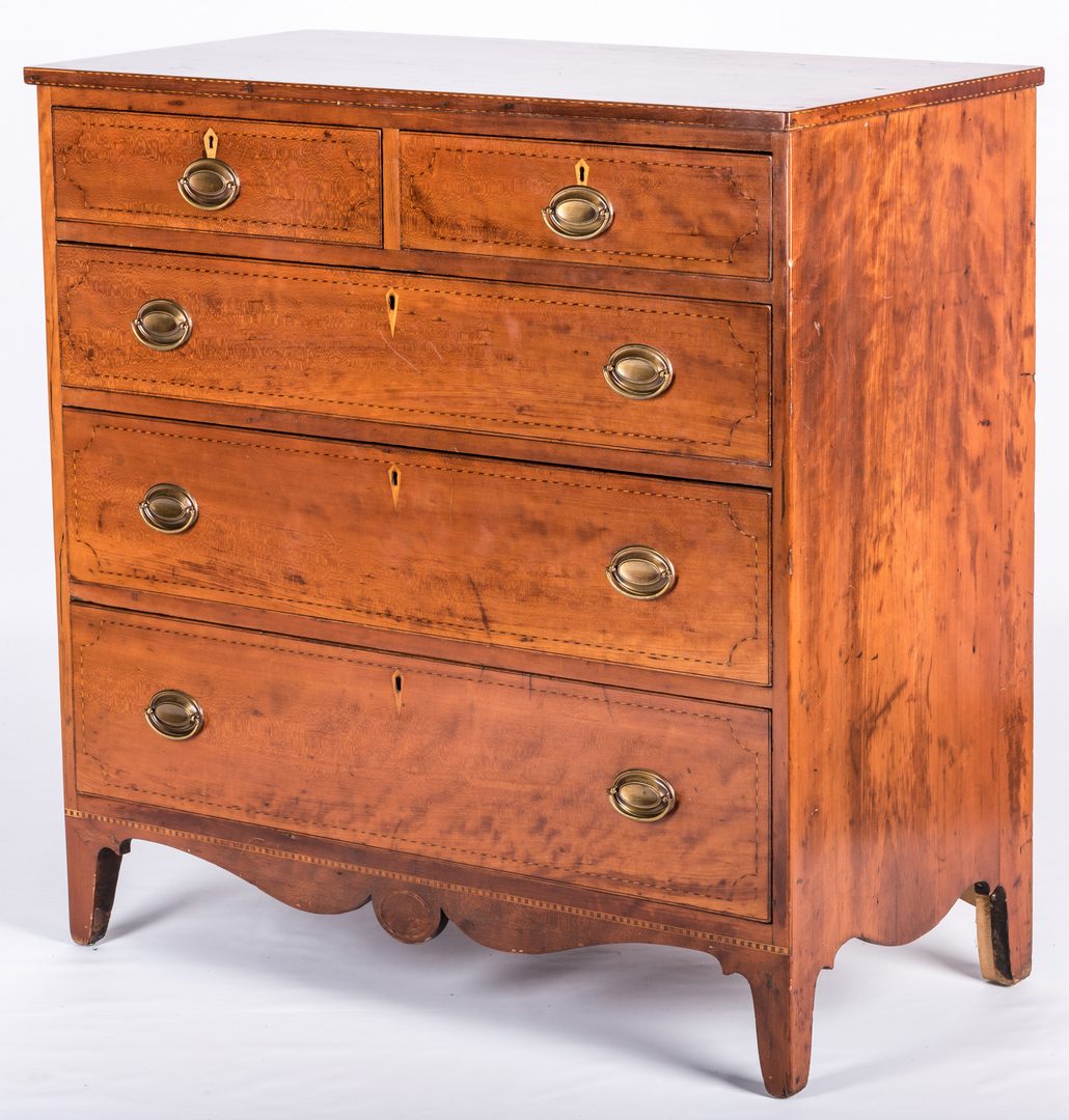 Lot 168: KY Inlaid Federal Chest, attr. Porter Clay