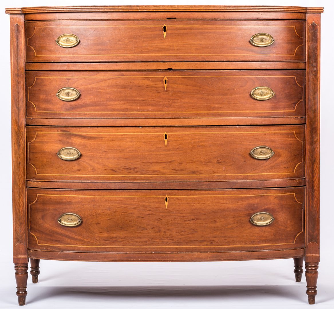 Lot 178: Southern Inlaid Sheraton Bowfront Chest