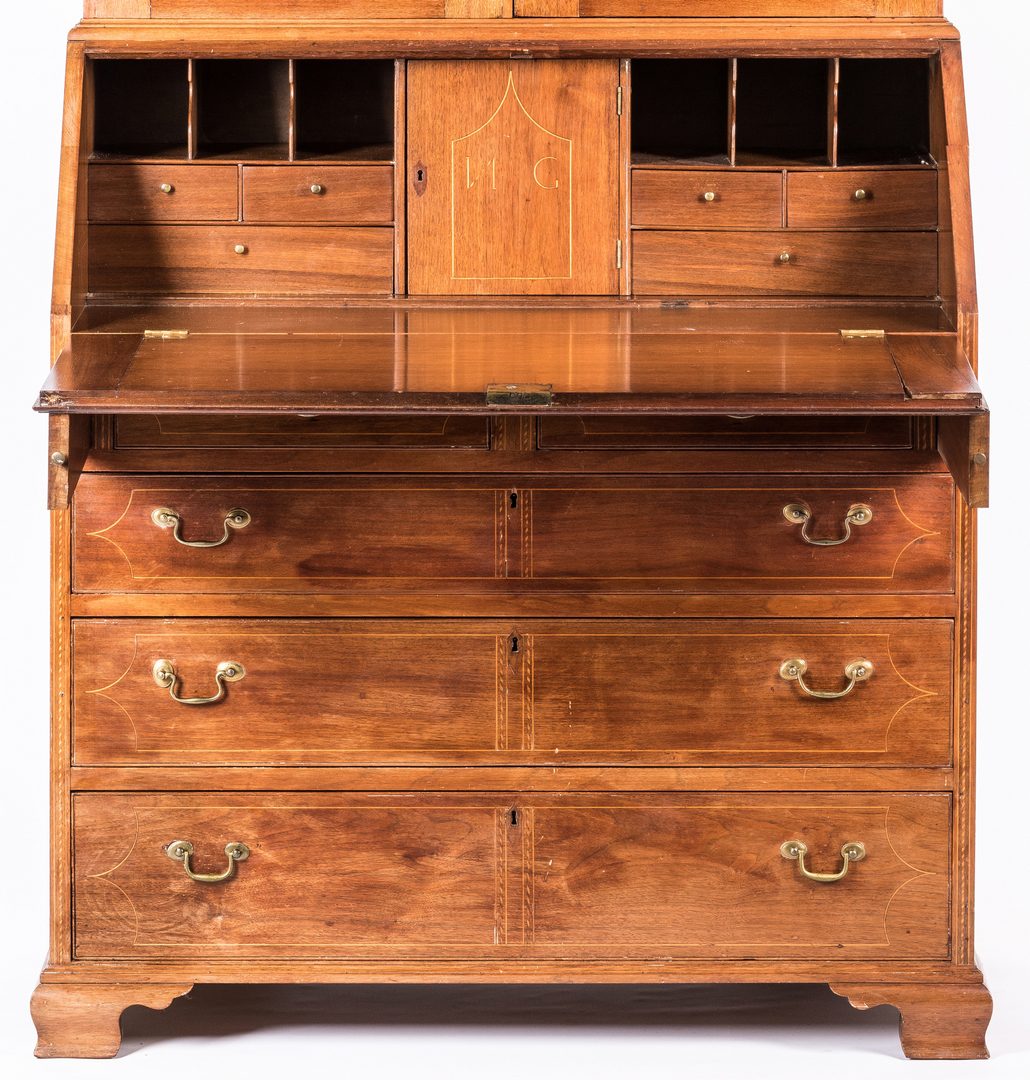 Lot 182: Middle TN Inlaid Desk and Bookcase, attrib. Quarles