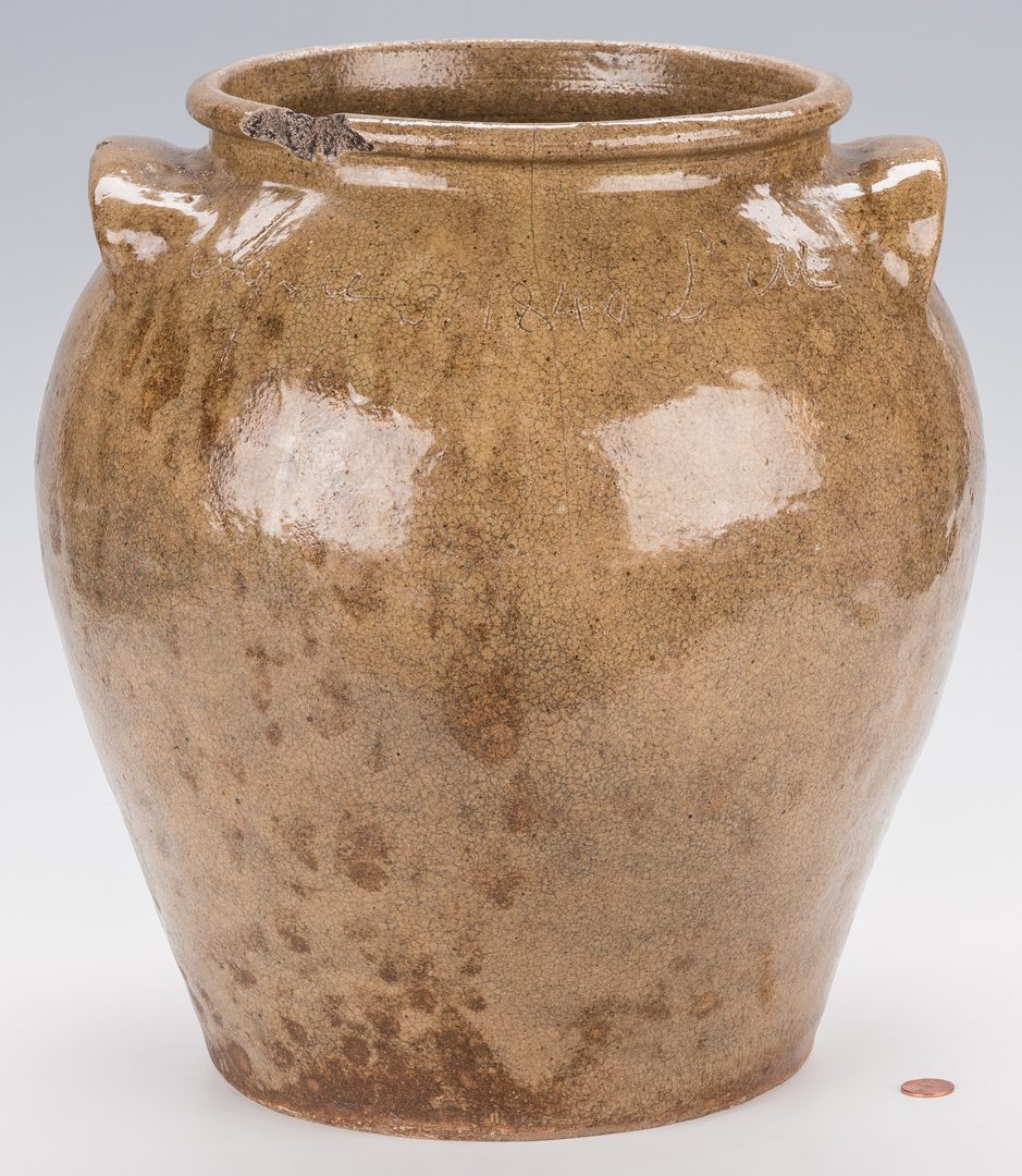 Lot 188: Early Dave Pottery Jar, signed 1840
