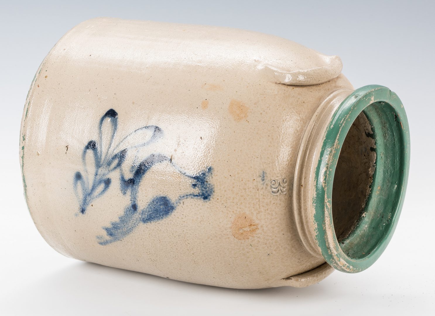 Lot 193: 2 Stoneware Pottery Jars w/ Cobalt Decoration