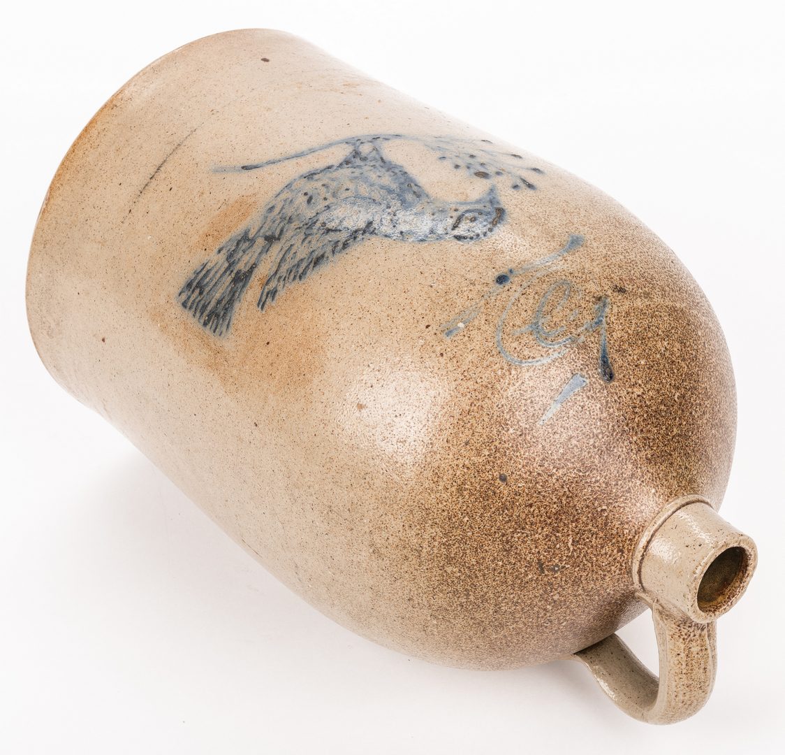 Lot 195: Mid-Atlantic Stoneware Jug, 5 gallon with bird