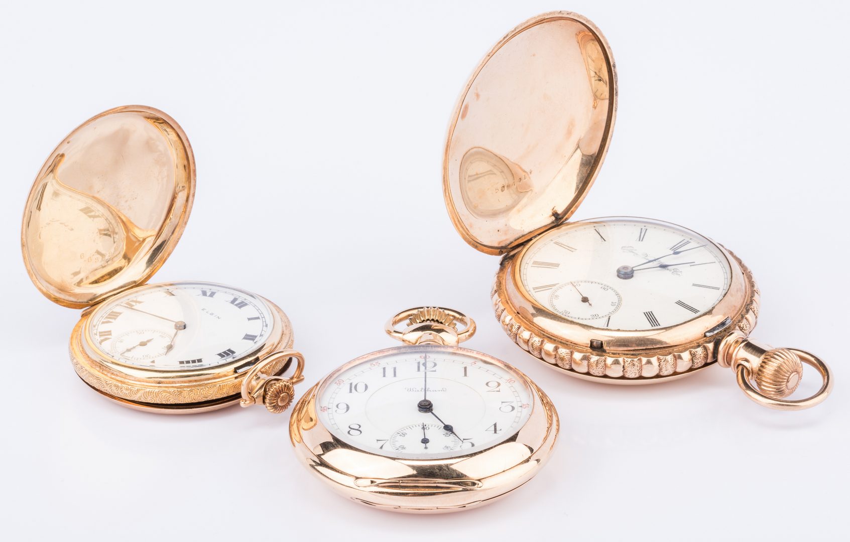 Lot 210: 2 14K Pocketwatches incl Railroad watch plus 1 other