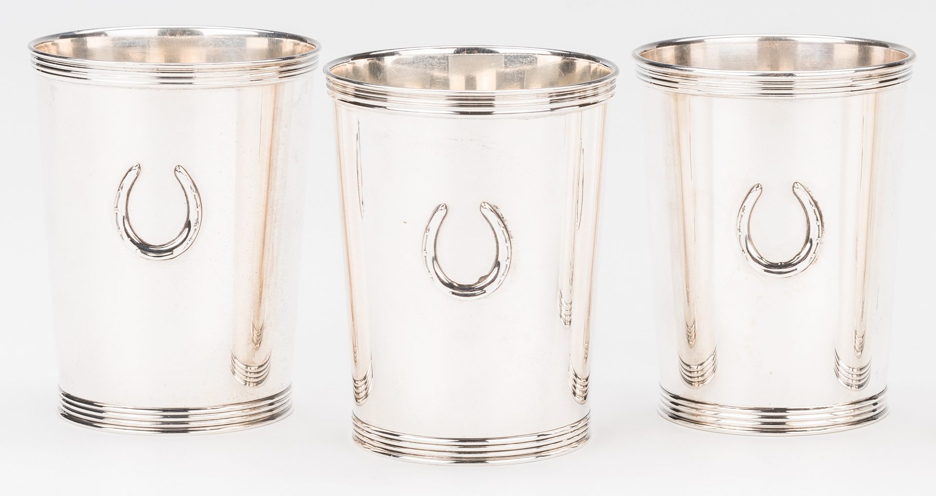 Lot 217: 5 Sterling Juleps with Horseshoe Decoration, Manchester Co.
