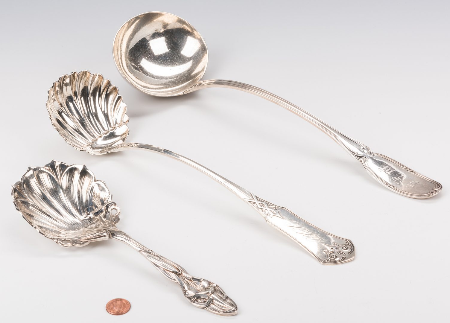 Lot 236: 3 Coin and Sterling Silver Ladles, inc. NY and Boston