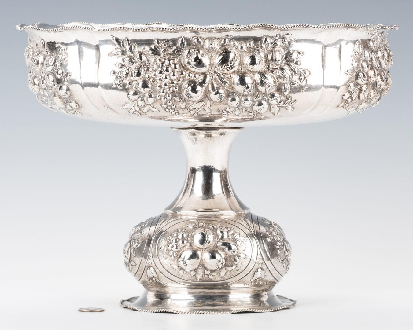 Lot 238: German .900 Silver Repousse Footed Bowl