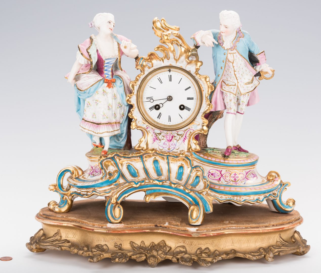 Lot 244: 3 Pc. Old Paris Garniture Set, Clock & Candelabra