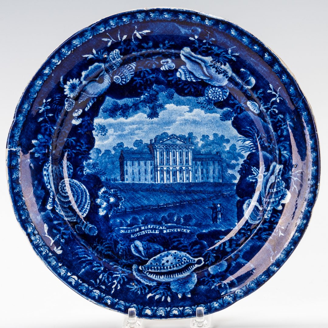 Lot 249: 2 Blue & White Historical Staffordshire Plates, 1 KY Scene