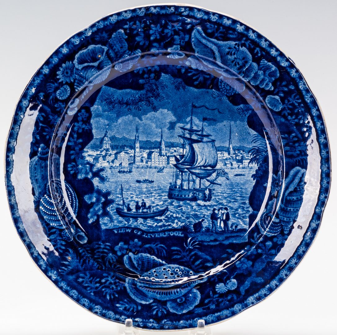 Lot 249: 2 Blue & White Historical Staffordshire Plates, 1 KY Scene