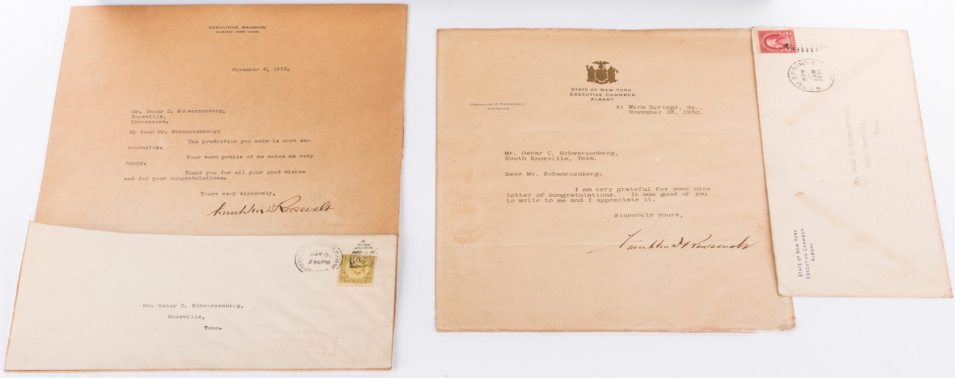 Lot 253: 3 FDR Items, inc. 2 Signed Letters