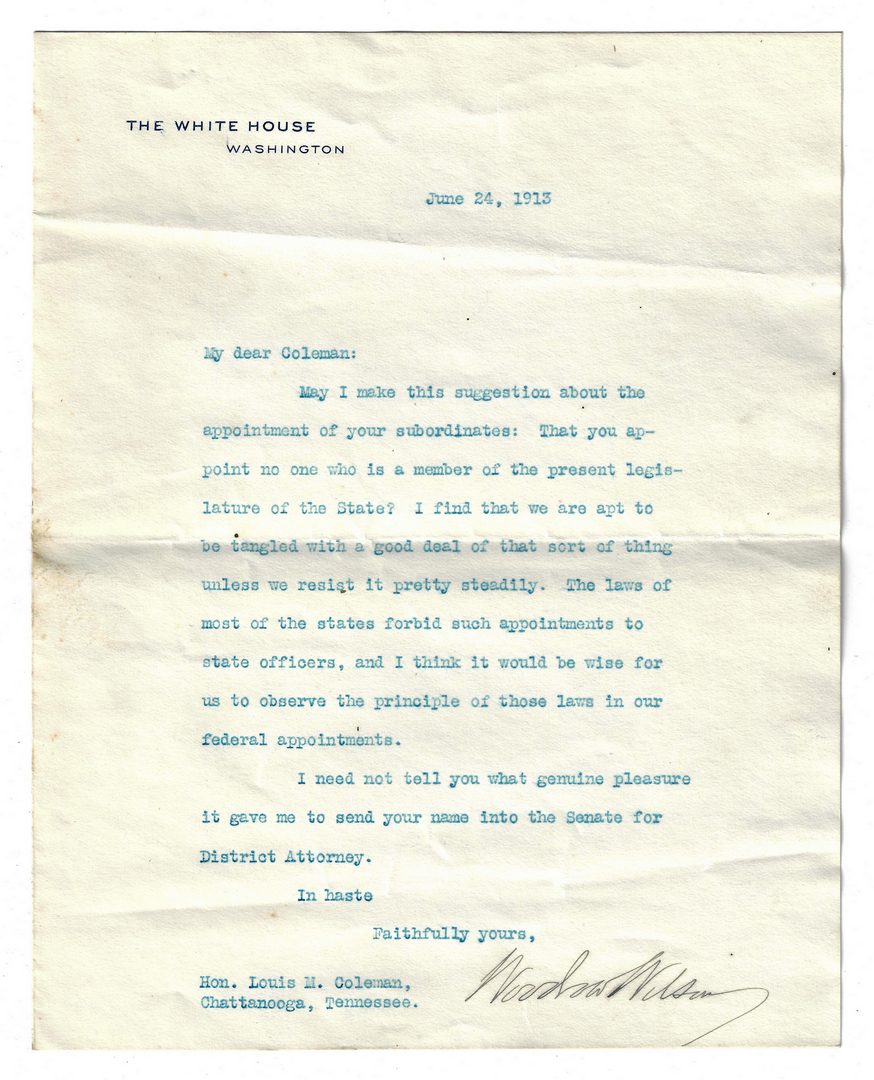 Lot 255: 3 Woodrow Wilson Signed Letters