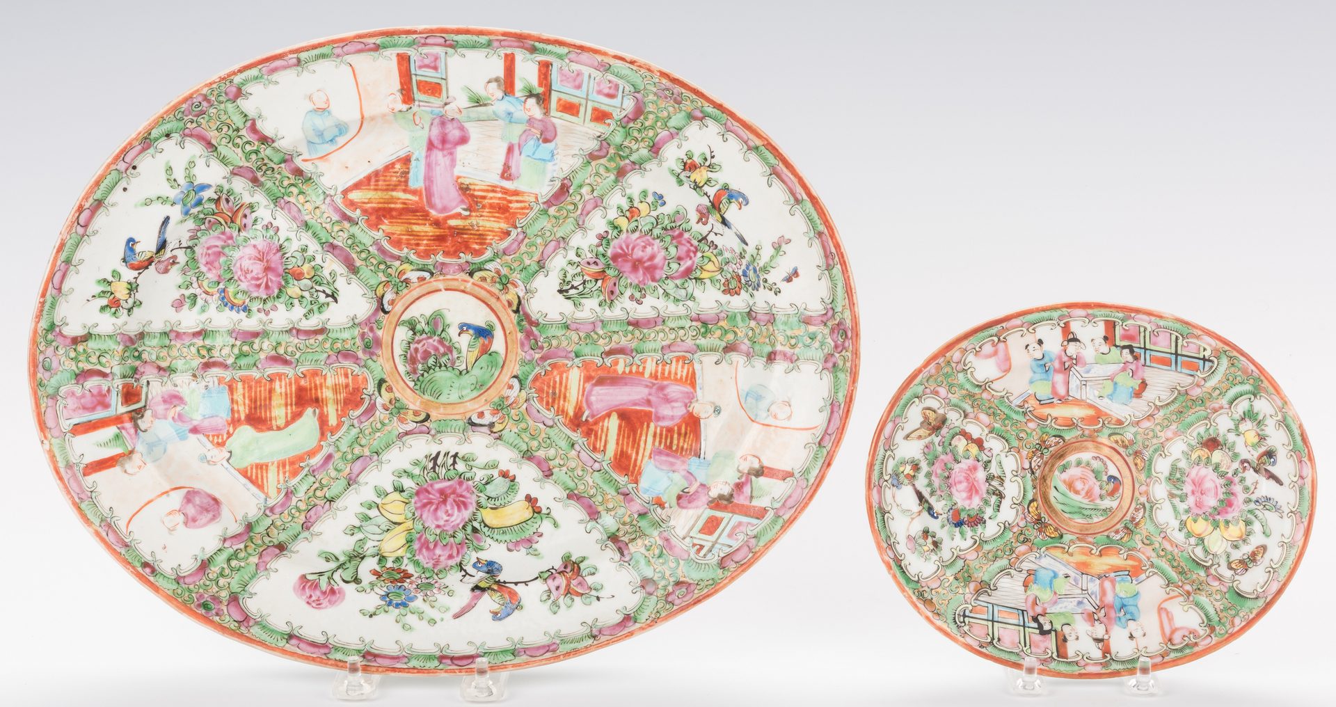 Lot 25: Rose Medallion Soup and Sauce Tureens with Underplates