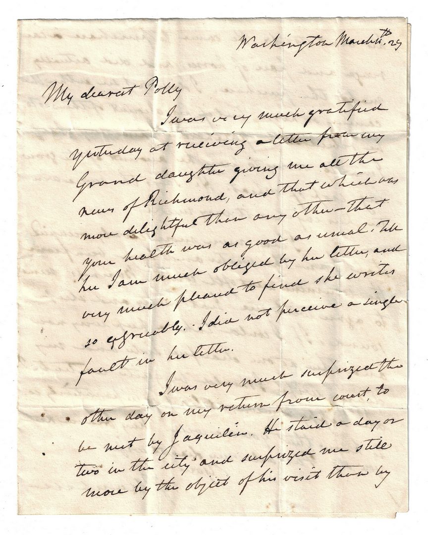 Lot 260: 1 John Marshall Signed Letter to Wife, dated 1829