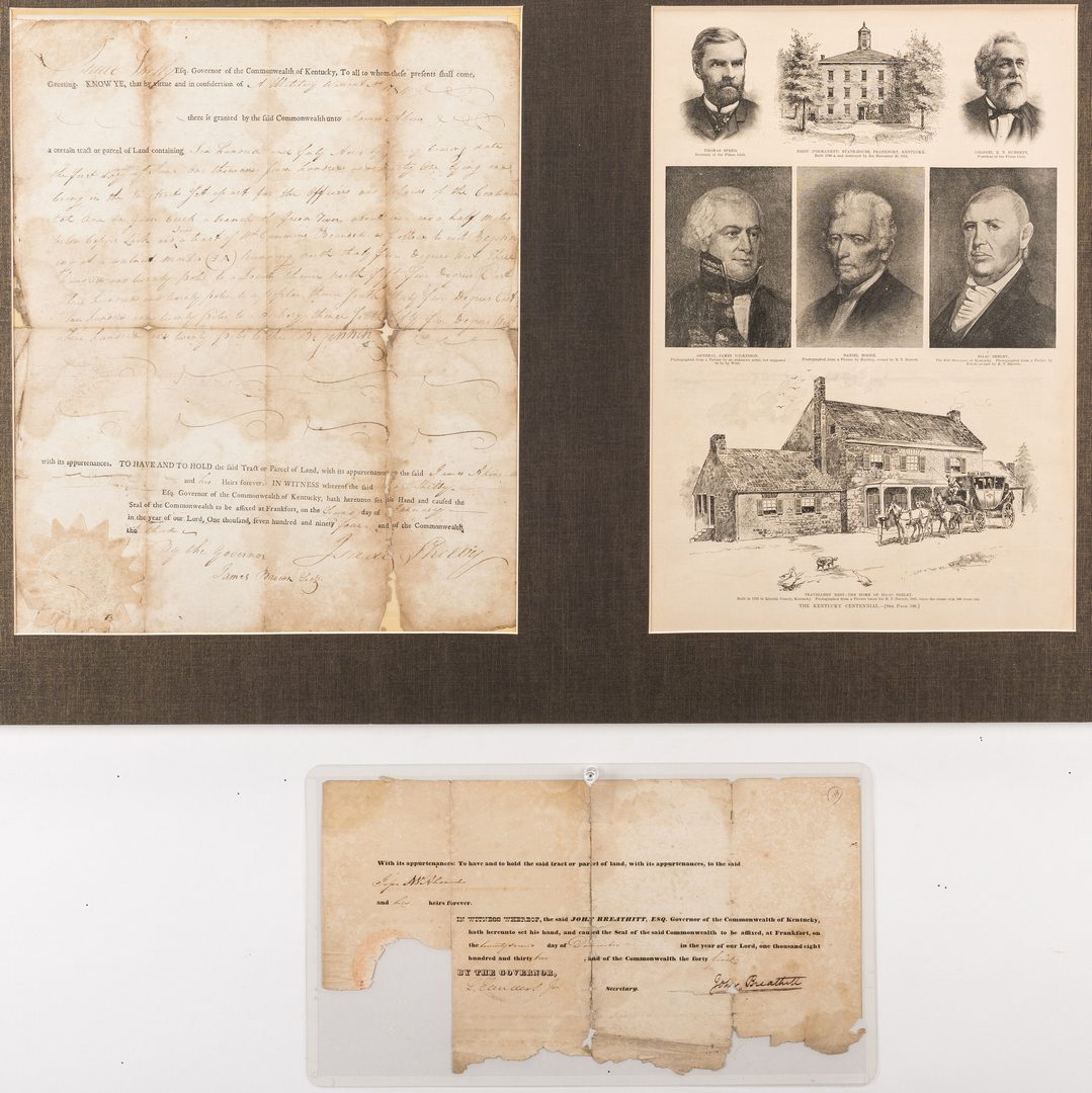 Lot 281: 2 KY Governor Signed Documents, Shelby and Breathitt