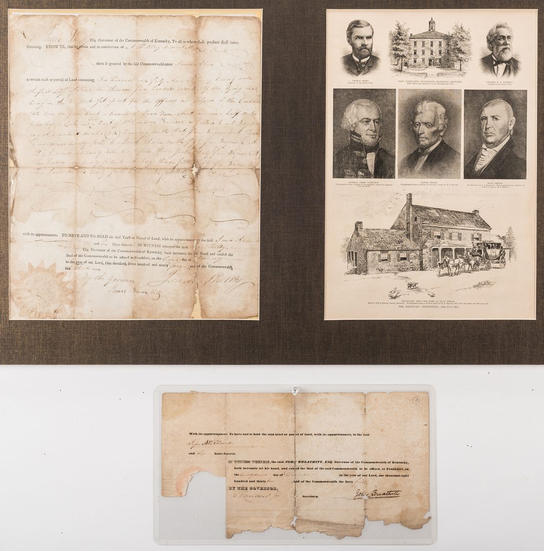 Lot 281: 2 KY Governor Signed Documents, Shelby and Breathitt